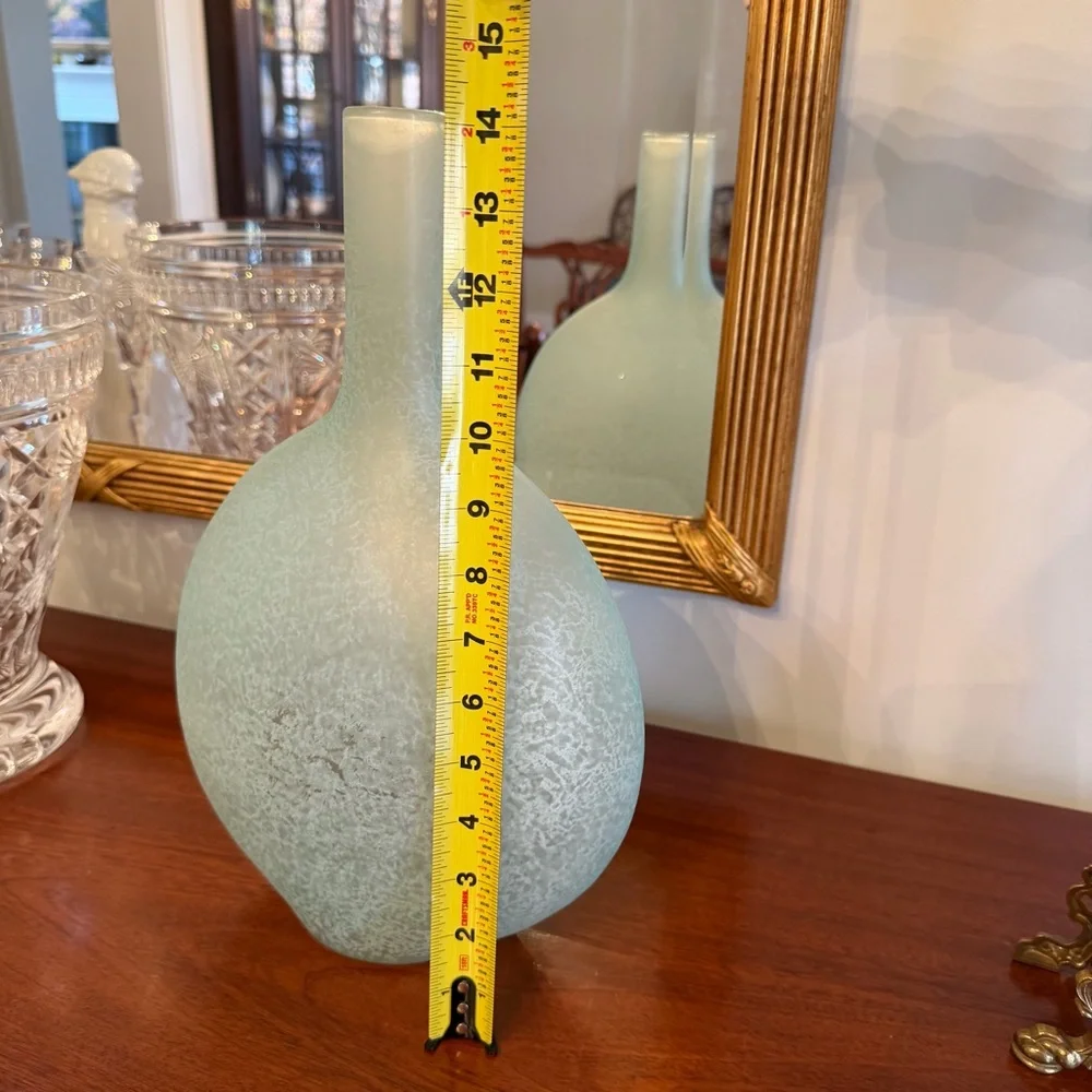 NWT Pottery Barn Frosted Seaglass Bottle Vase Coastal Aqua